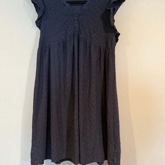 Cupshe Navy Eyelet Lace Flutter Sleeve Dress Women’s Small NWT - Picture 1 of 6